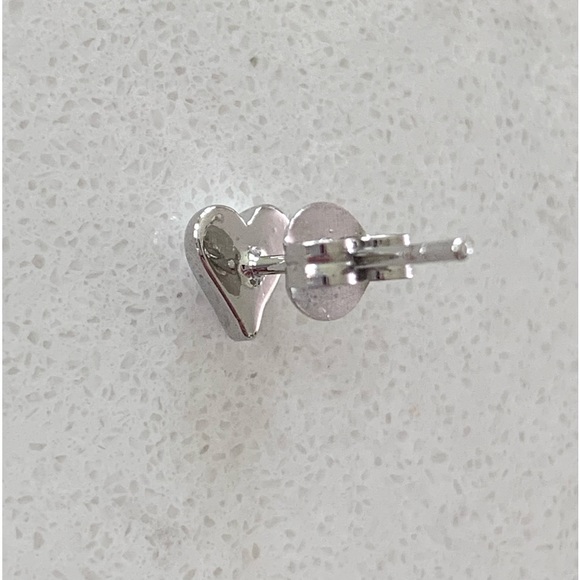 Tiny Silver Heart Earrings - Picture 5 of 5